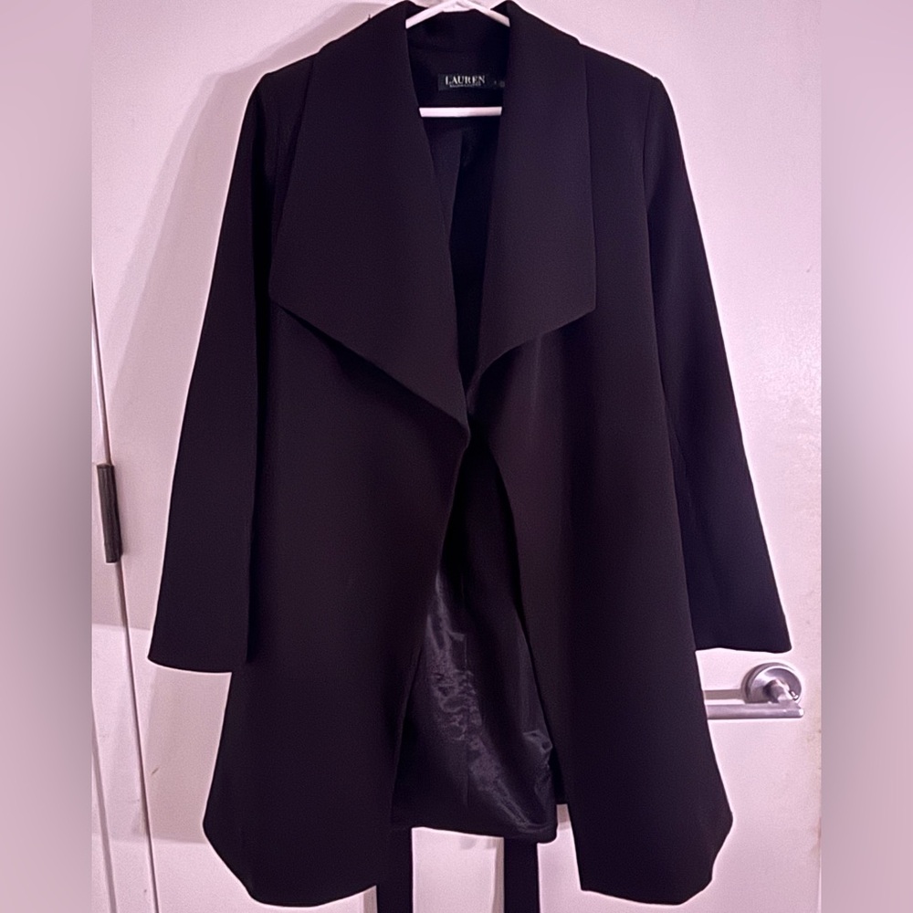 Lauren Women's Ralph Lauren Crepe Belted Wrap Coat - Picture 6 of 8